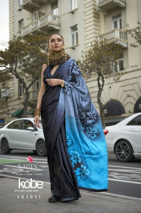 Kobe Nx By Rajtex Satin Crepe Modern Printed Saree
